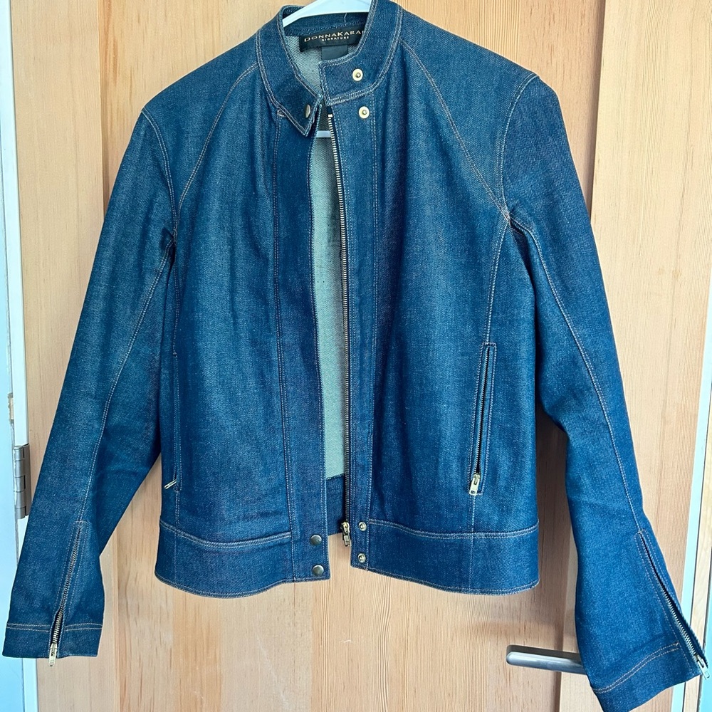 Donna Karan Moto-style denim jacket